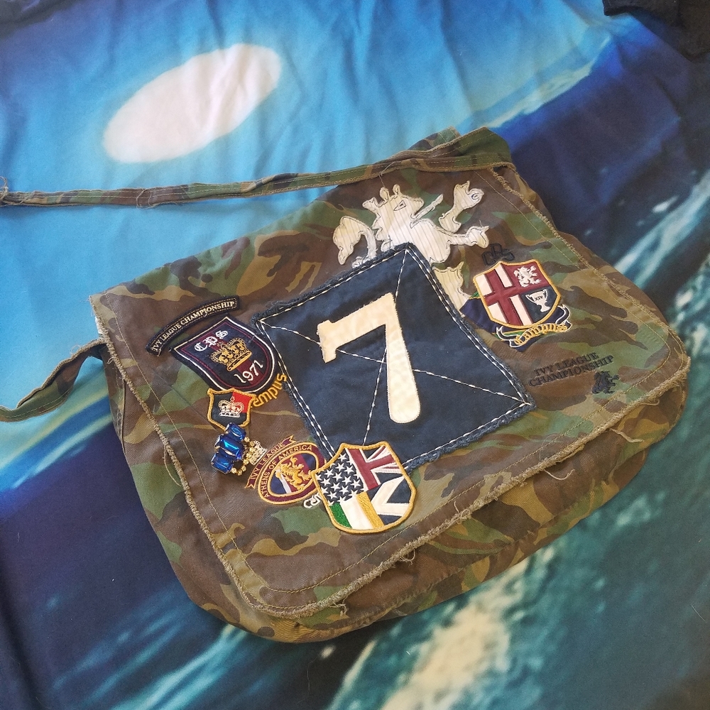 Camo Messenger Bag with Patches - Picture 9 of 15